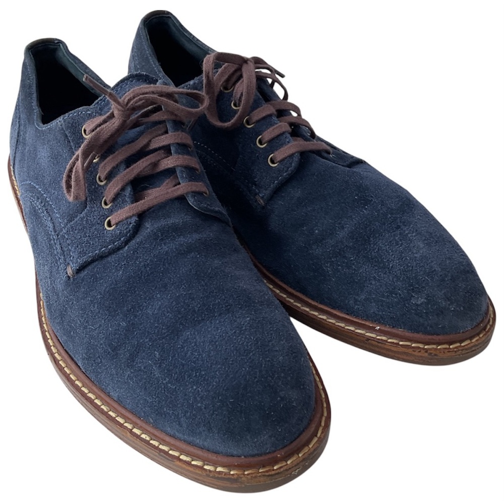 Cole Haan C25109 Grand.OS Derby Lace Up Blue Suede Plain Toe Shoes Mens 8M
